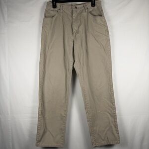 Vintage Wrangler Blues Jeans Made in USA Khaki Tan Denim Boot Zipper 14x30 90s